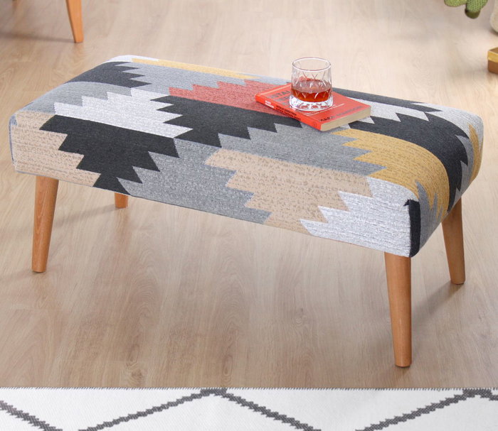 Atelier Del Sofa Banco Beshir v2, Banco Tapizado en Algodón y Lino, 91x42x46 cm